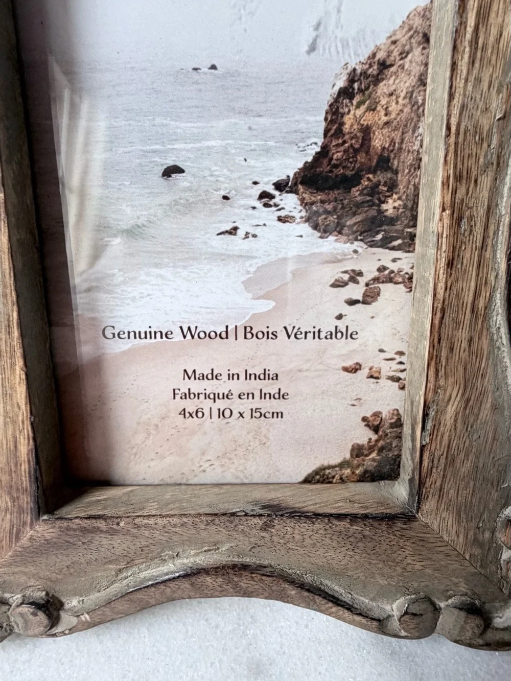 Genuine Wood Distressed Brown Photo Frame - Home Accents 4”x6” photo